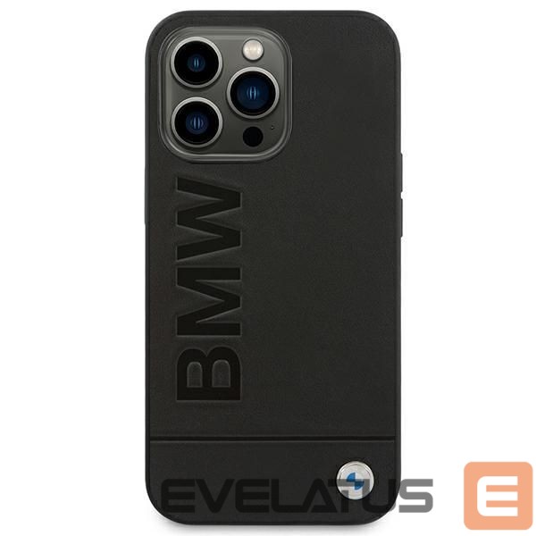 Kitos prekės BMW BMW Leather Stamp Case for iPhone 14 Pro - Black