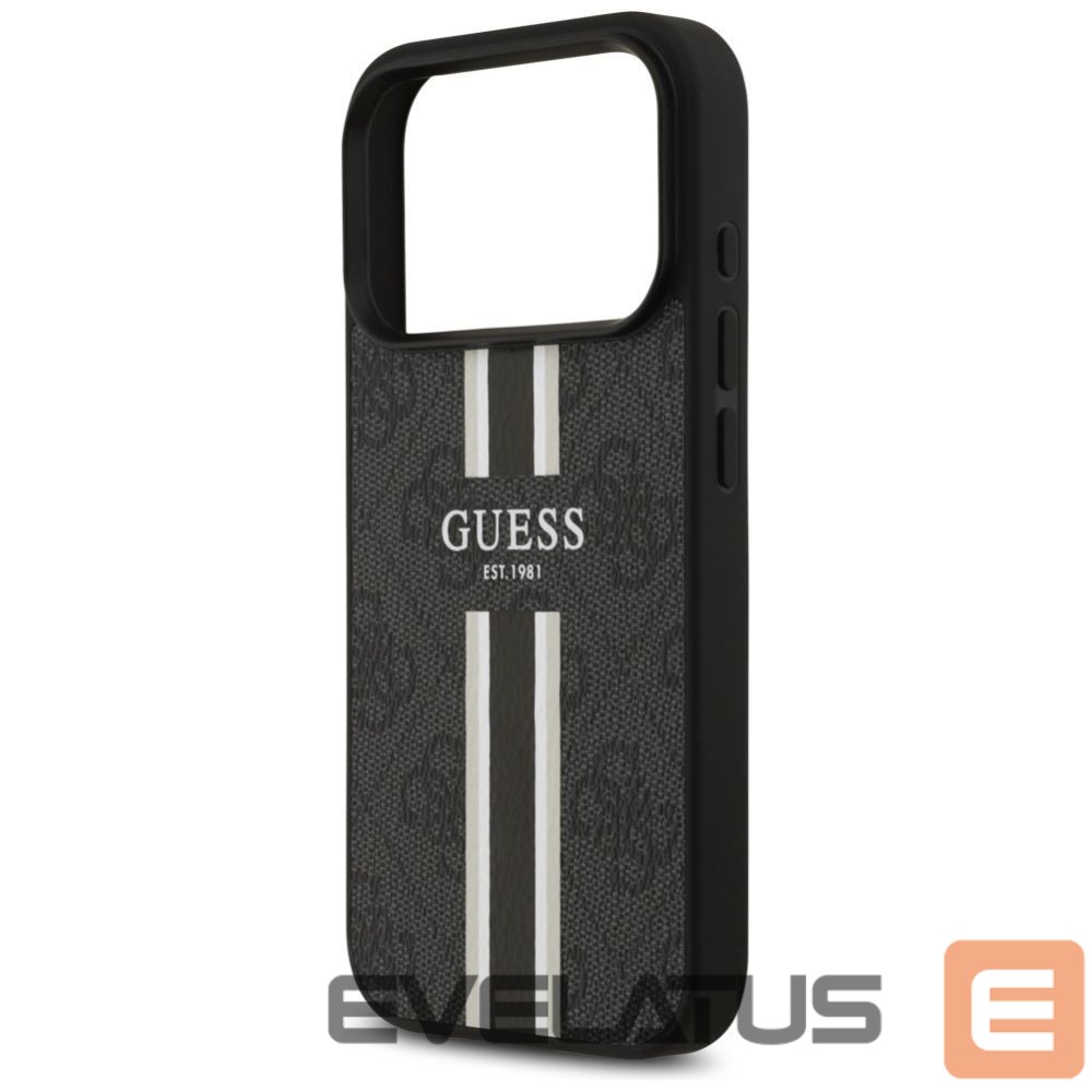 Kitos prekės Guess Guess 4G Printed Stripes MagSafe case for iPhone 17 Pro - black