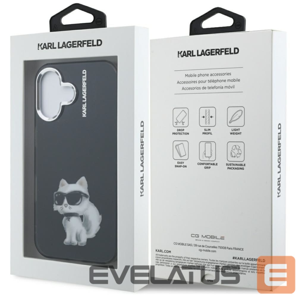 Kitos prekės Karl Lagerfeld Karl Lagerfeld IML Aquarelle Choupette & Logo iPhone 16 Case - Black