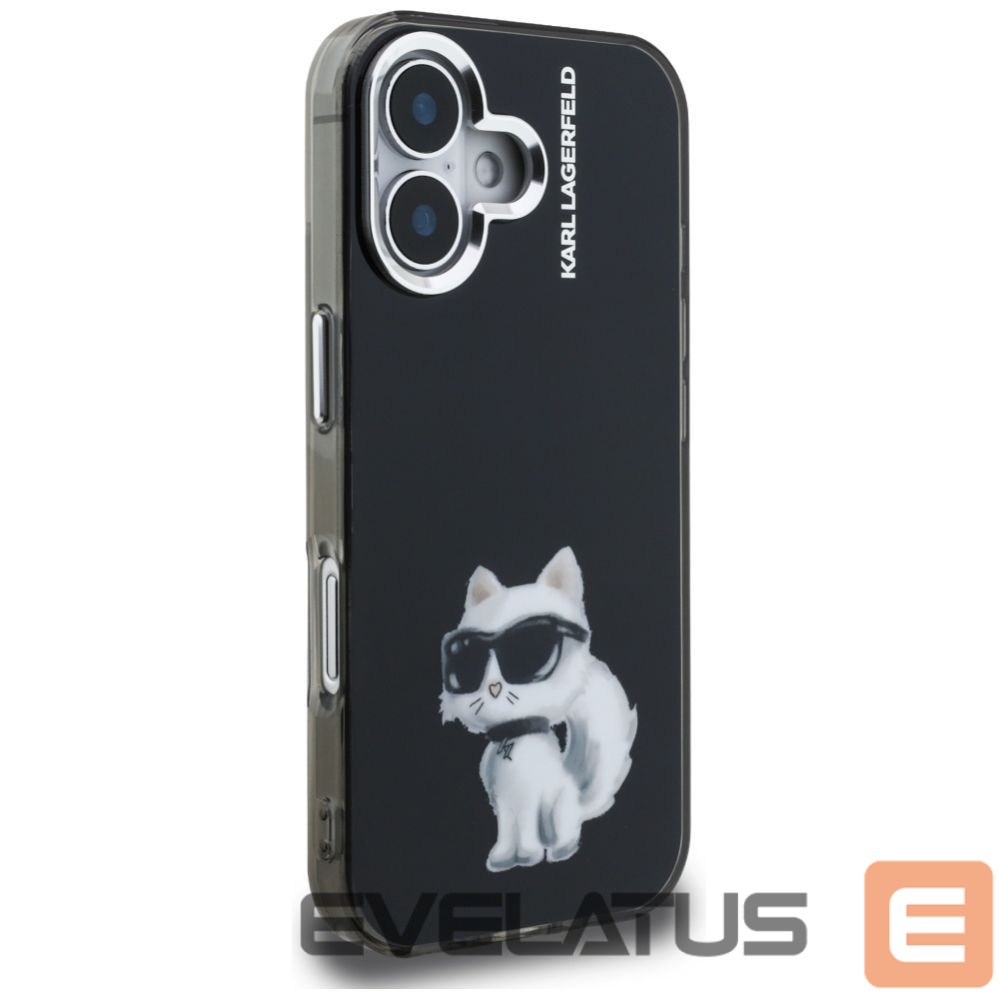 Kitos prekės Karl Lagerfeld Karl Lagerfeld IML Aquarelle Choupette & Logo iPhone 16 Case - Black