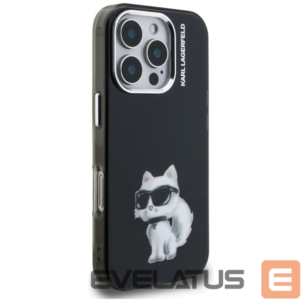 Kitos prekės Karl Lagerfeld Karl Lagerfeld IML Aquarelle Choupette & Logo iPhone 16 Pro Case - Black