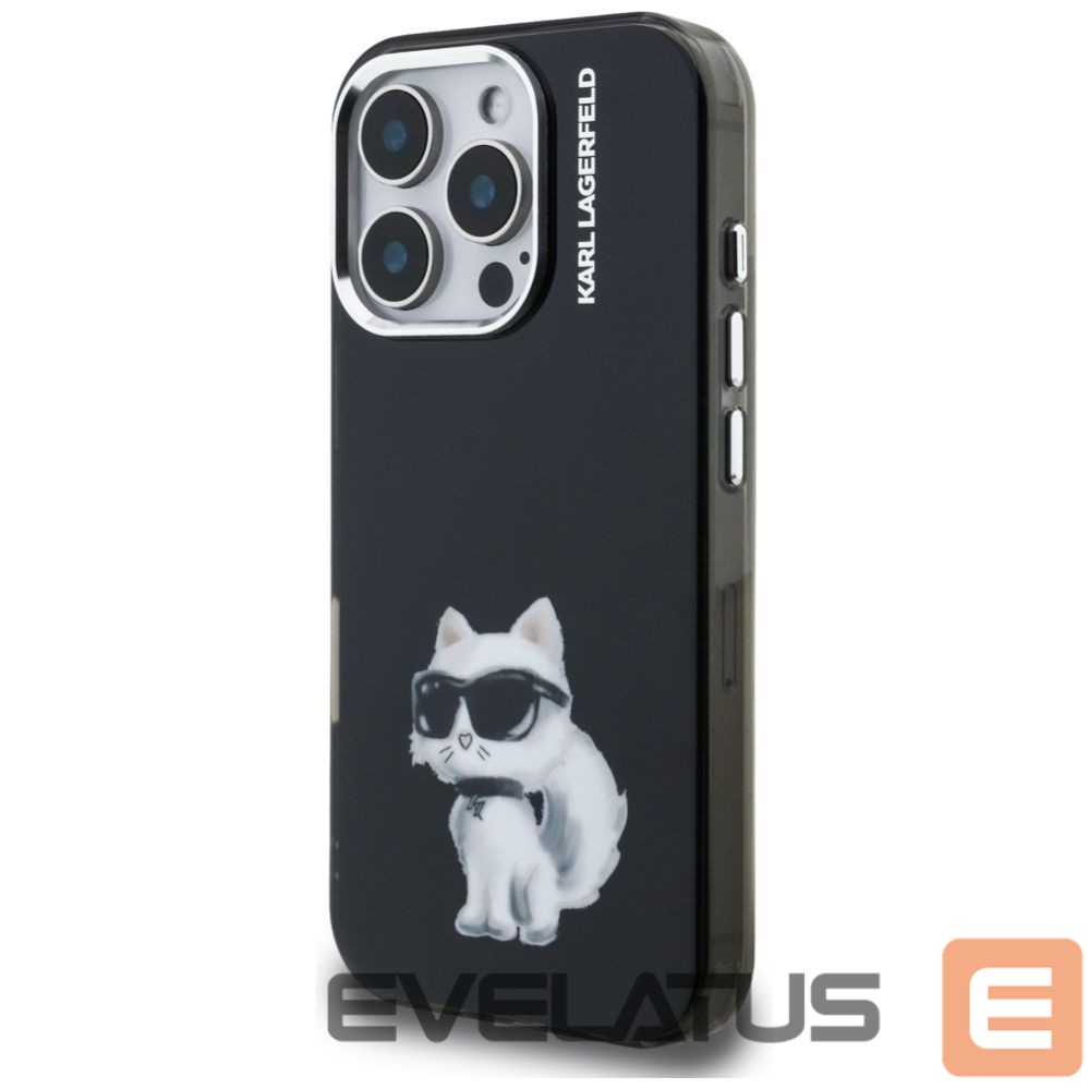 Kitos prekės Karl Lagerfeld Karl Lagerfeld IML Aquarelle Choupette & Logo Case for iPhone 16 Pro Max - Black