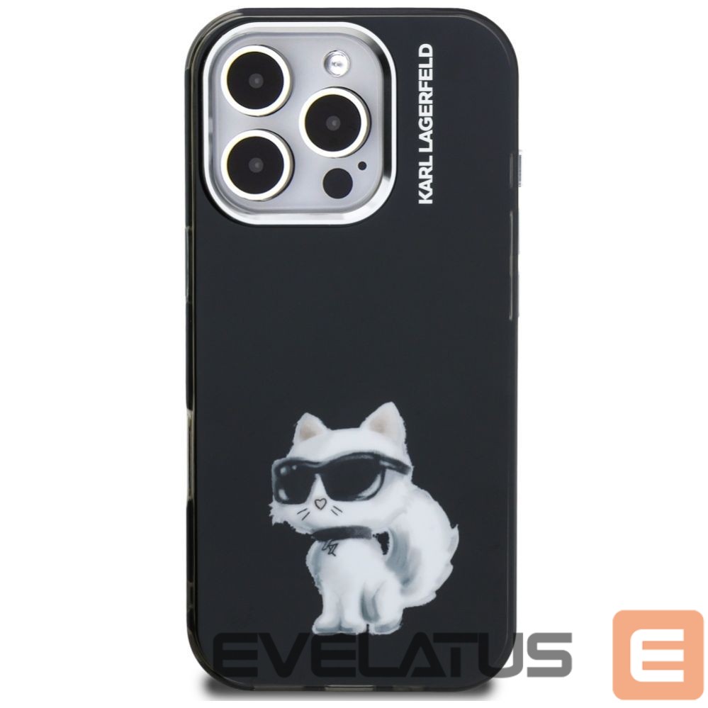 Kitos prekės Karl Lagerfeld Karl Lagerfeld IML Aquarelle Choupette & Logo Case for iPhone 16 Pro Max - Black
