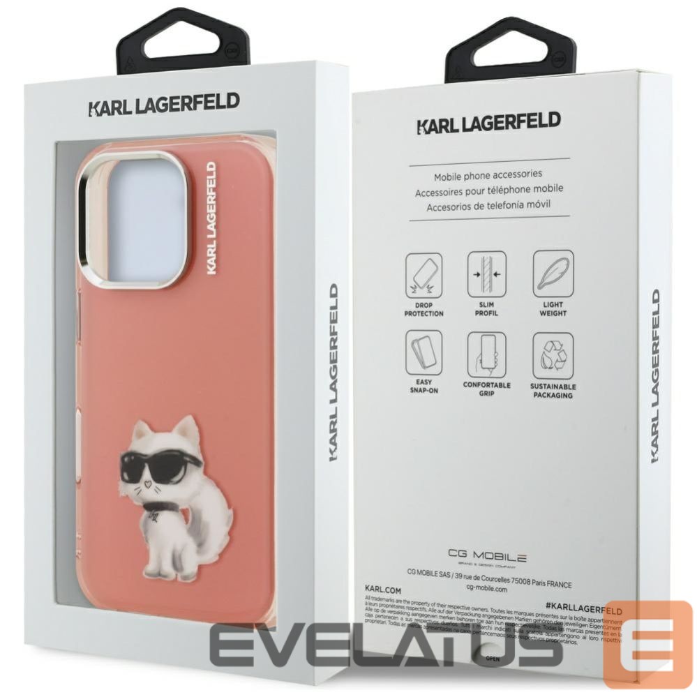Kitos prekės Karl Lagerfeld Karl Lagerfeld IML Aquarelle Choupette & Logo Case for iPhone 16 Pro Max - Pink