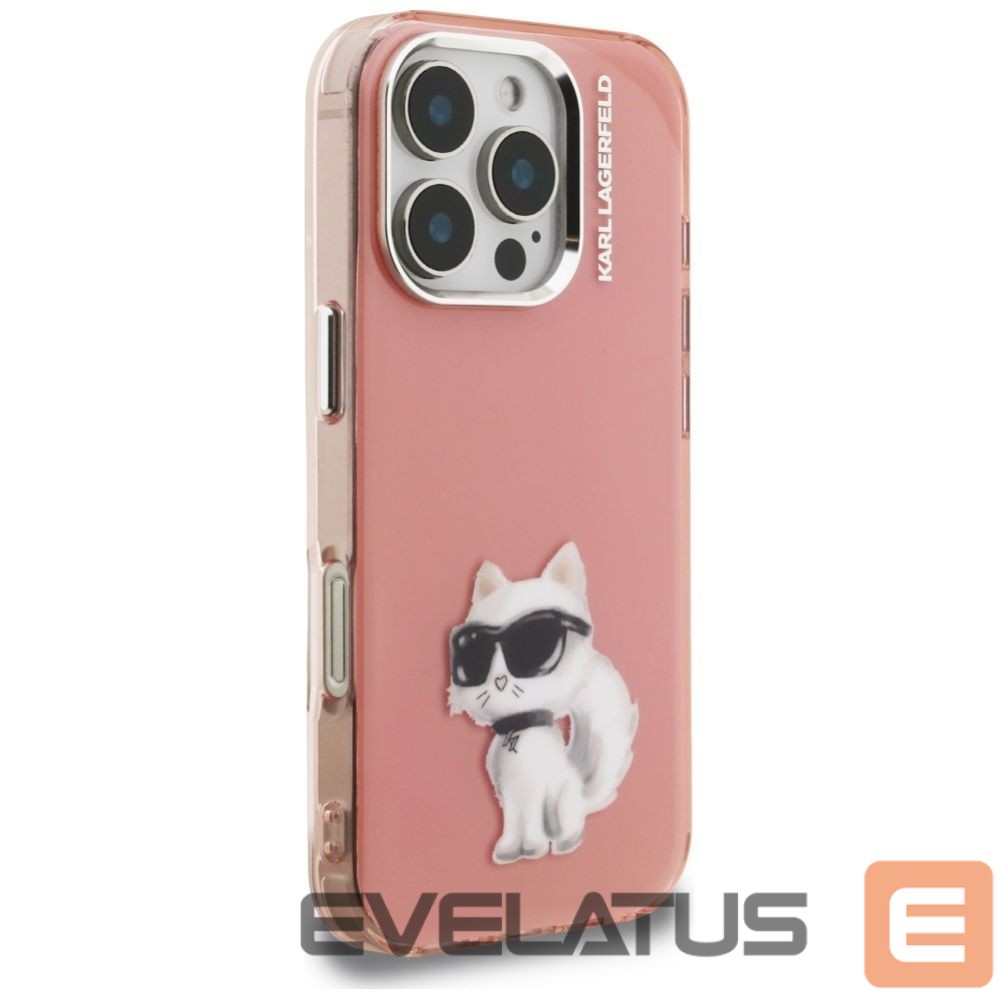 Kitos prekės Karl Lagerfeld Karl Lagerfeld IML Aquarelle Choupette & Logo Case for iPhone 16 Pro Max - Pink