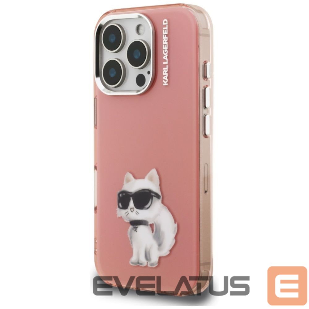 Kitos prekės Karl Lagerfeld Karl Lagerfeld IML Aquarelle Choupette & Logo iPhone 16 Pro Case - Pink