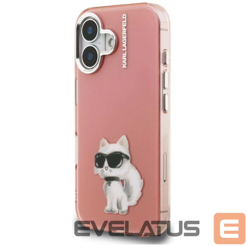 Kitos prekės Karl Lagerfeld Karl Lagerfeld IML Aquarelle Choupette & Logo iPhone 16 Case - Pink