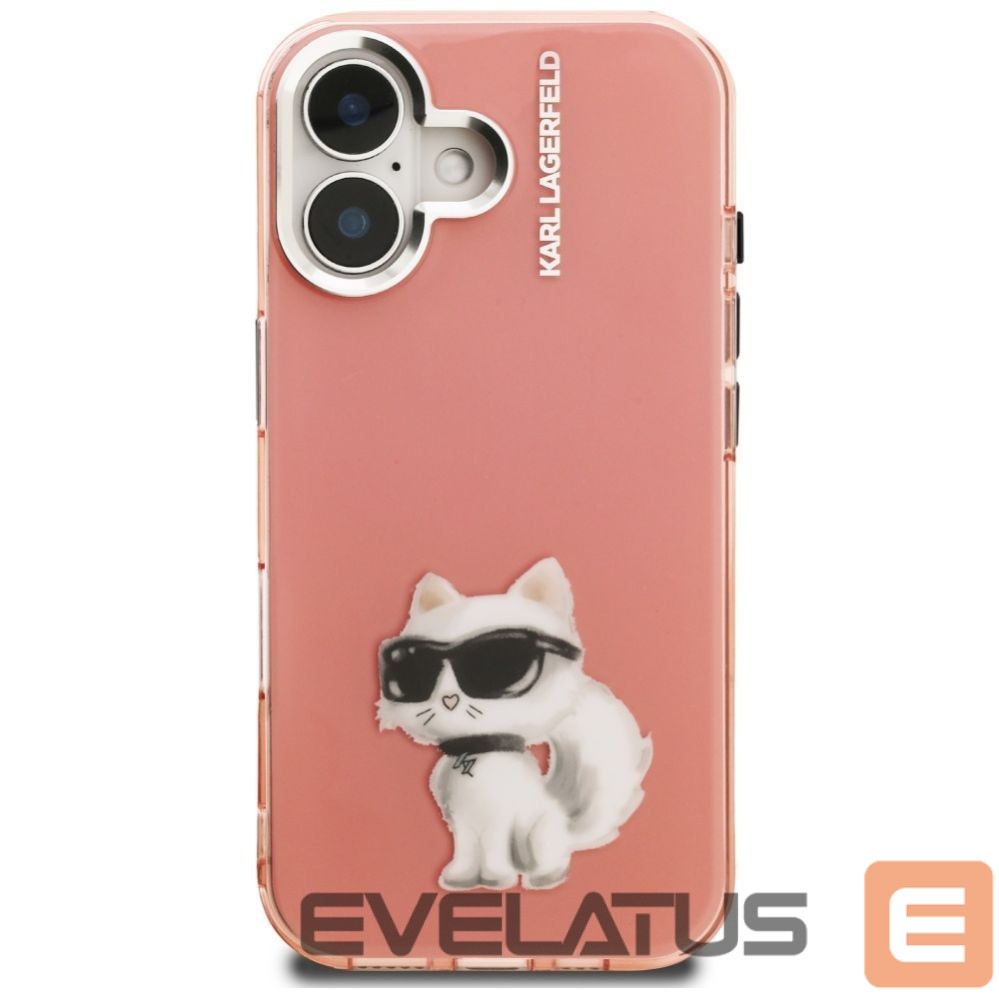 Kitos prekės Karl Lagerfeld Karl Lagerfeld IML Aquarelle Choupette & Logo iPhone 16 Case - Pink