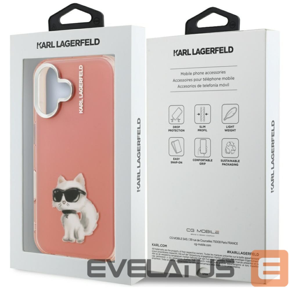 Kitos prekės Karl Lagerfeld Karl Lagerfeld IML Aquarelle Choupette & Logo iPhone 16 Case - Pink