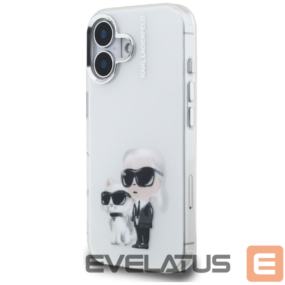 Kitos prekės Karl Lagerfeld Karl Lagerfeld IML Aquarelle Karl & Choupette & Logo iPhone 16 Case - White