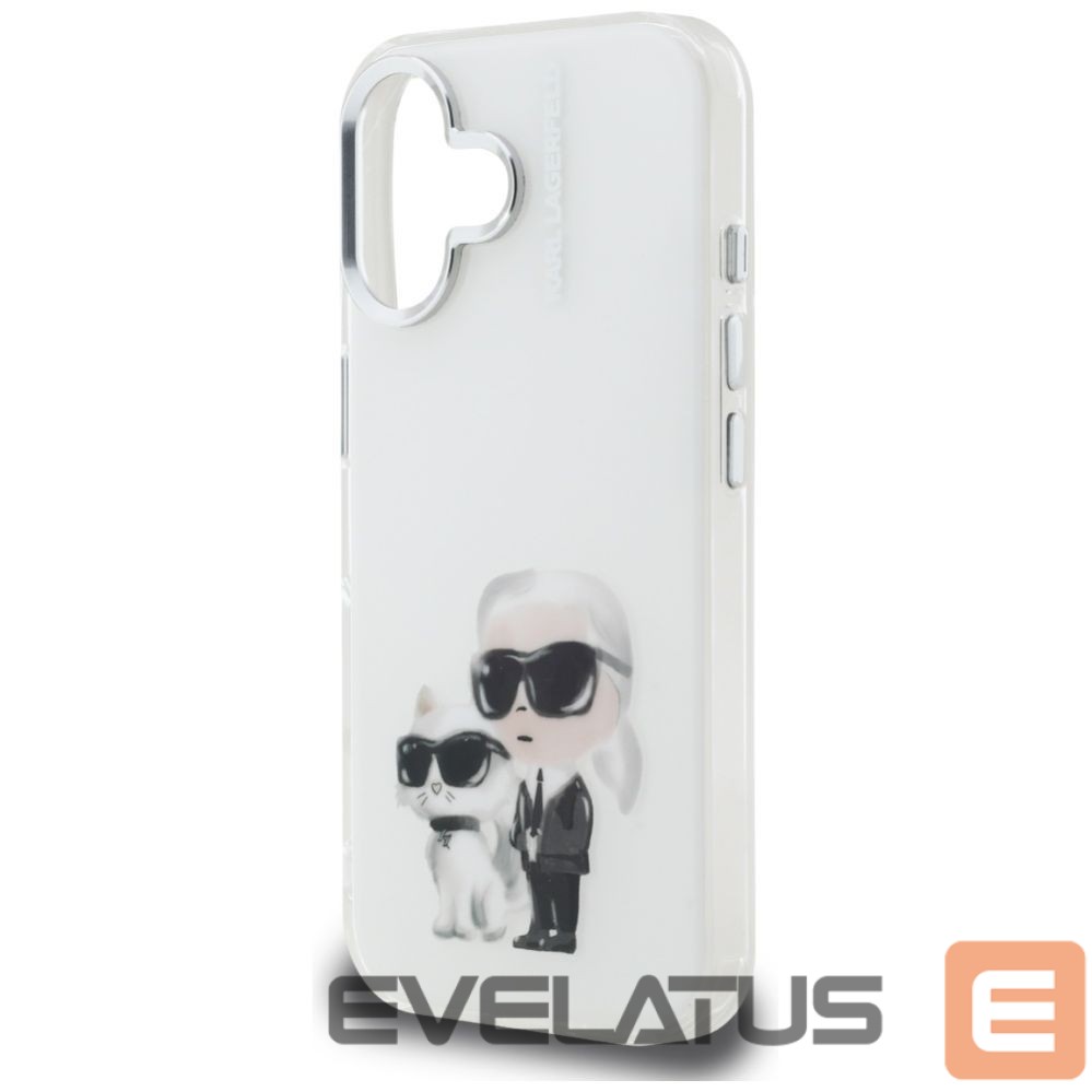 Kitos prekės Karl Lagerfeld Karl Lagerfeld IML Aquarelle Karl & Choupette & Logo iPhone 16 Case - White