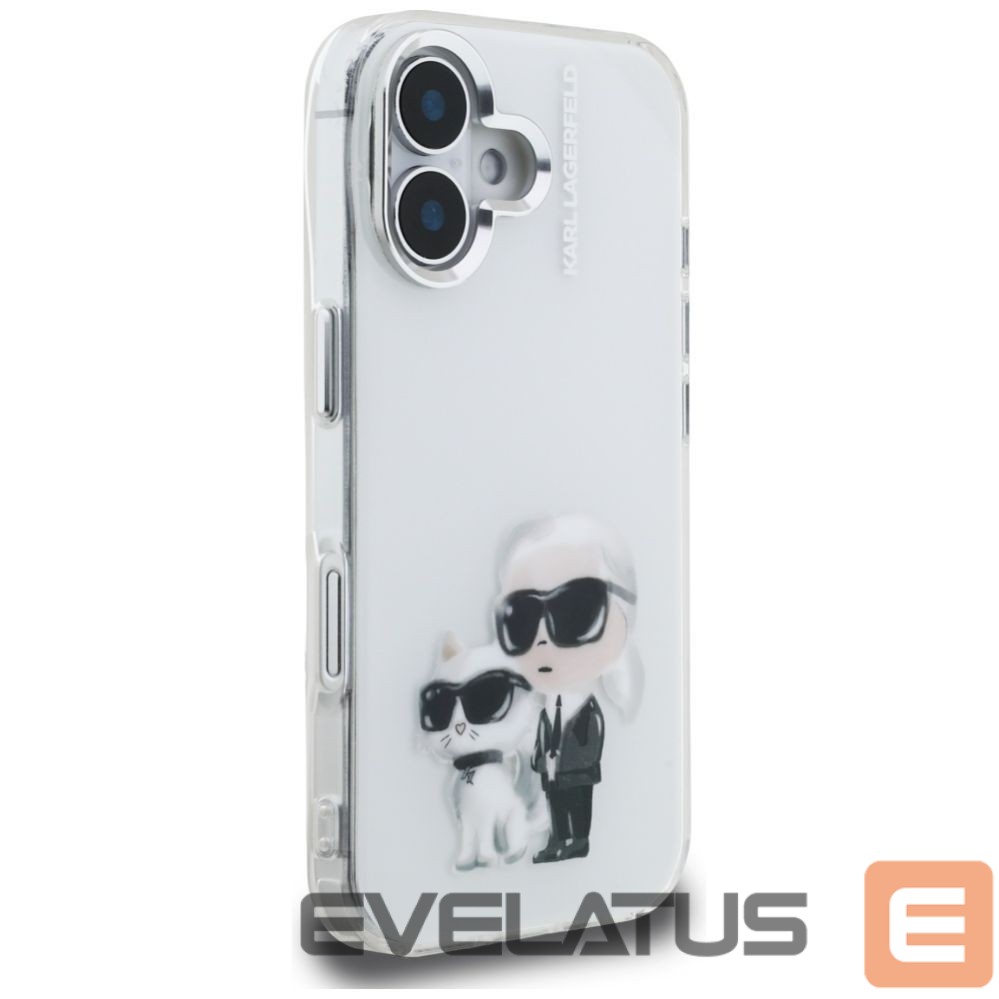 Kitos prekės Karl Lagerfeld Karl Lagerfeld IML Aquarelle Karl & Choupette & Logo iPhone 16 Case - White