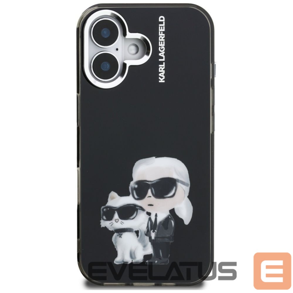 Kitos prekės Karl Lagerfeld Karl Lagerfeld IML Aquarelle Karl & Choupette & Logo iPhone 16 Case - Black