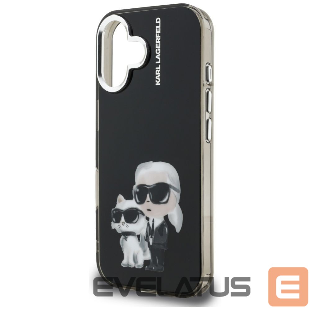 Kitos prekės Karl Lagerfeld Karl Lagerfeld IML Aquarelle Karl & Choupette & Logo iPhone 16 Case - Black