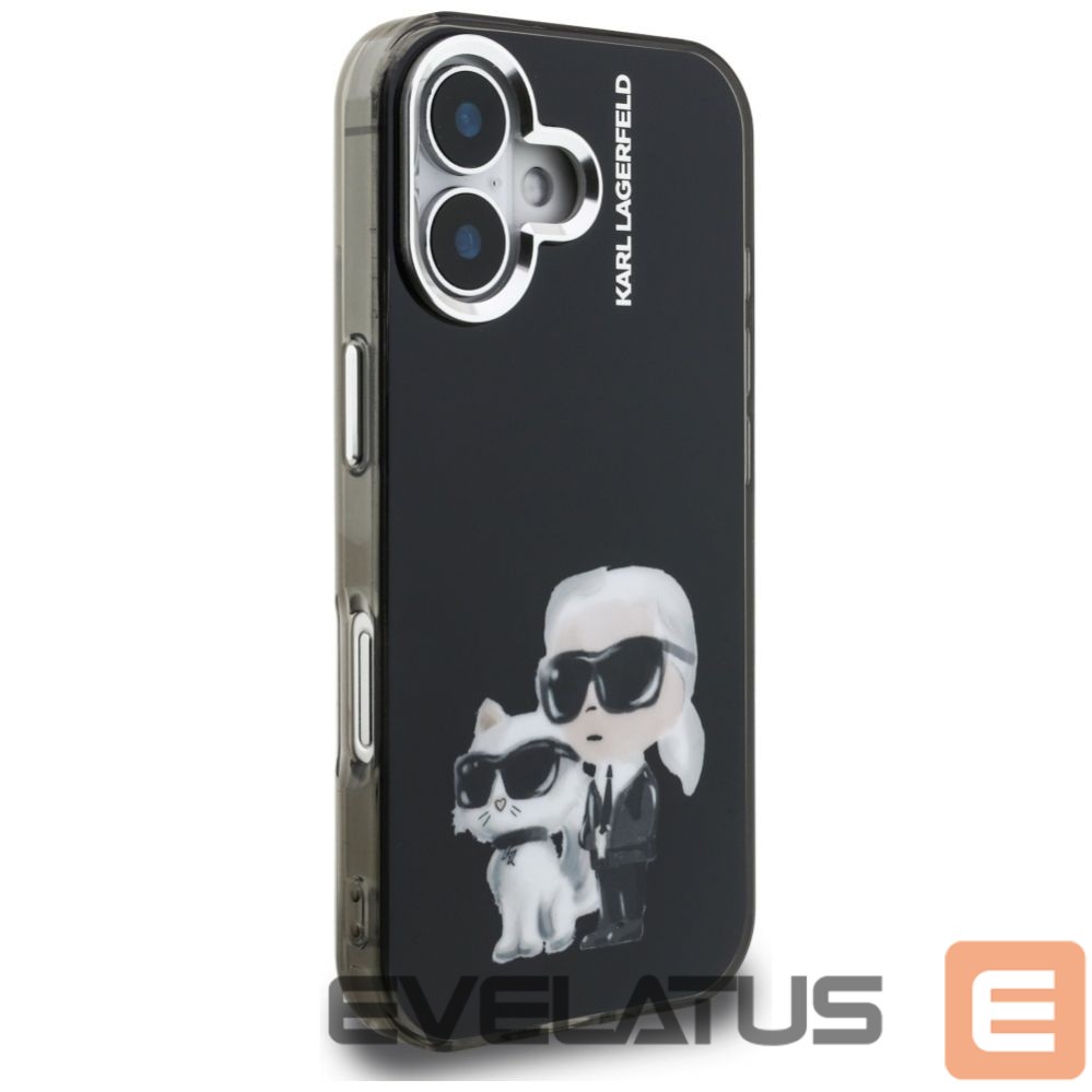 Kitos prekės Karl Lagerfeld Karl Lagerfeld IML Aquarelle Karl & Choupette & Logo iPhone 16 Case - Black