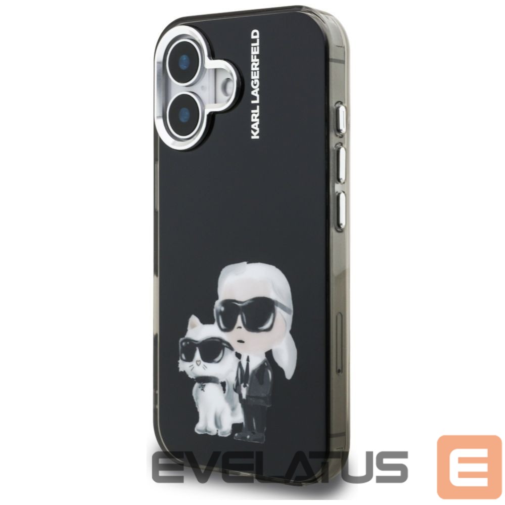 Kitos prekės Karl Lagerfeld Karl Lagerfeld IML Aquarelle Karl & Choupette & Logo iPhone 16 Case - Black