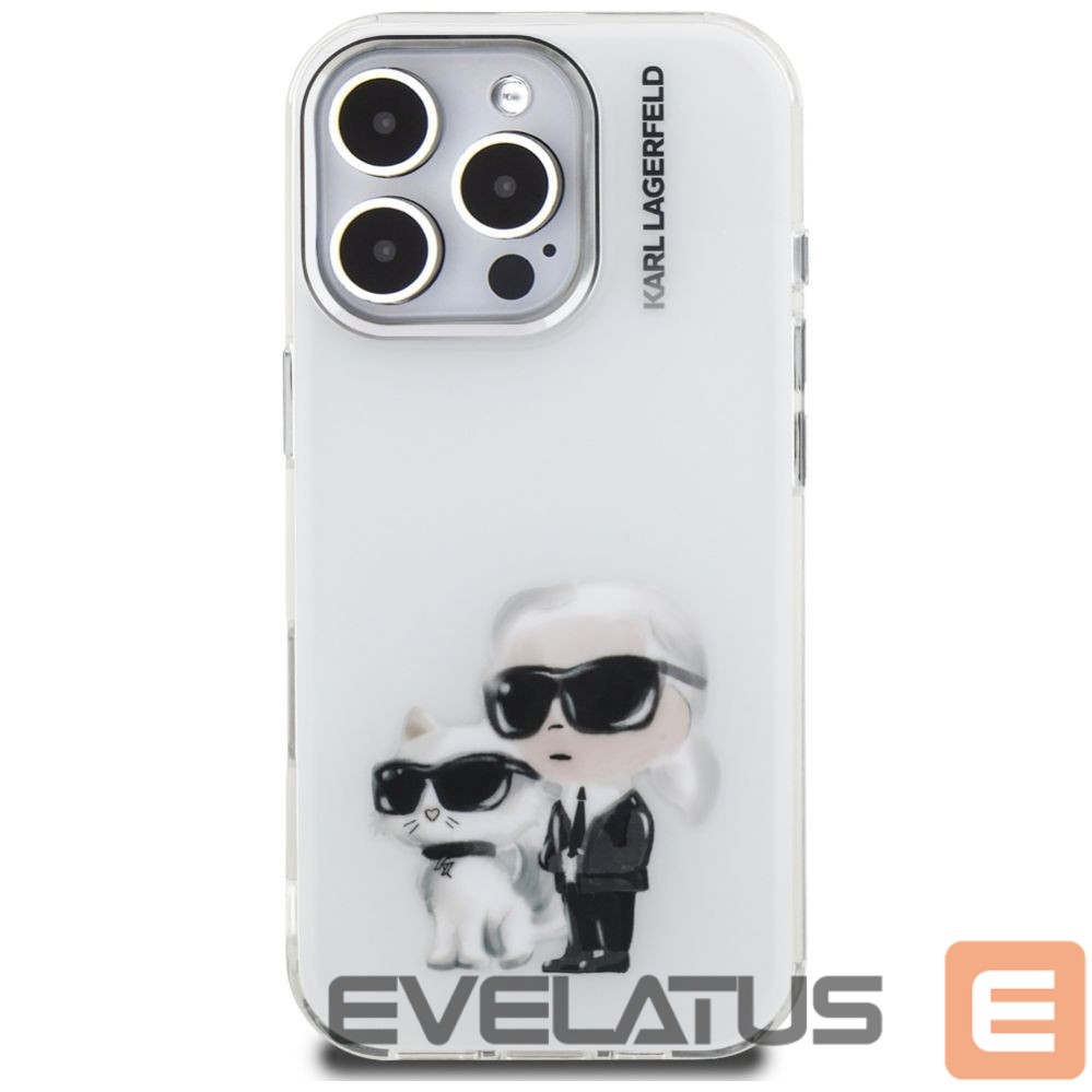 Kitos prekės Karl Lagerfeld Karl Lagerfeld IML Aquarelle Karl & Choupette & Logo iPhone 16 Pro Case - White
