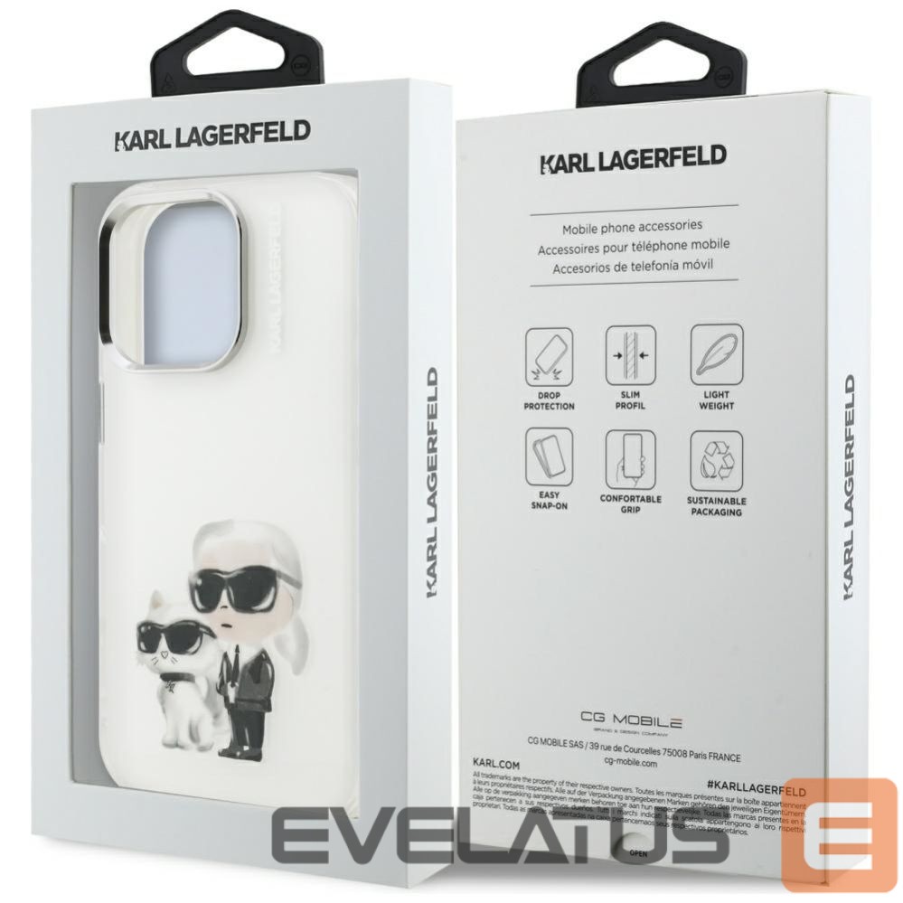 Kitos prekės Karl Lagerfeld Karl Lagerfeld IML Aquarelle Karl & Choupette & Logo iPhone 16 Pro Case - White