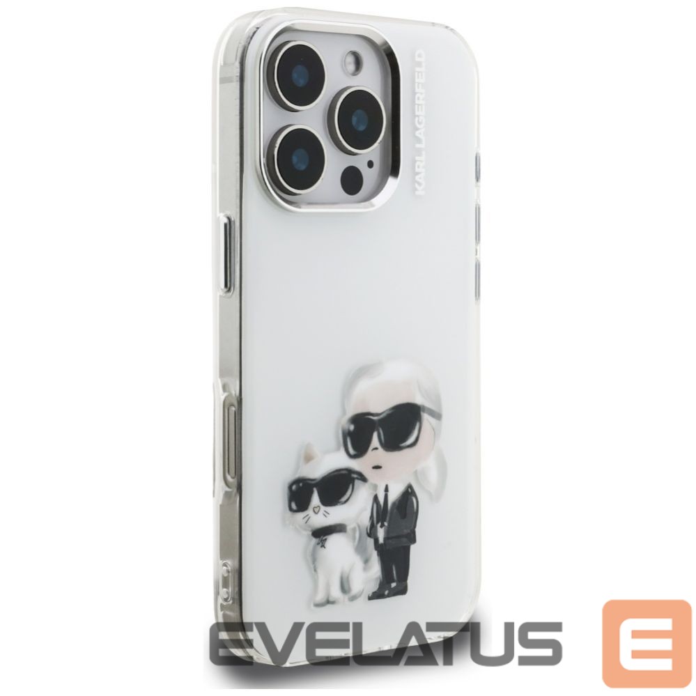 Kitos prekės Karl Lagerfeld Karl Lagerfeld IML Aquarelle Karl & Choupette & Logo iPhone 16 Pro Case - White
