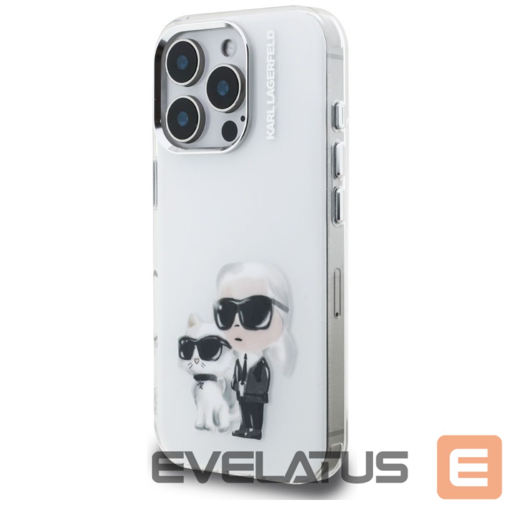 Kitos prekės Karl Lagerfeld Karl Lagerfeld IML Aquarelle Karl & Choupette & Logo iPhone 16 Pro Case - White