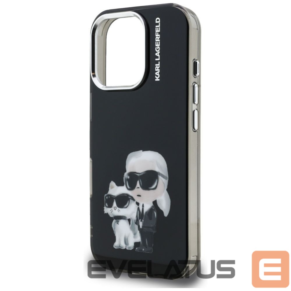 Kitos prekės Karl Lagerfeld Karl Lagerfeld IML Aquarelle Karl & Choupette & Logo Case for iPhone 16 Pro Max - Black