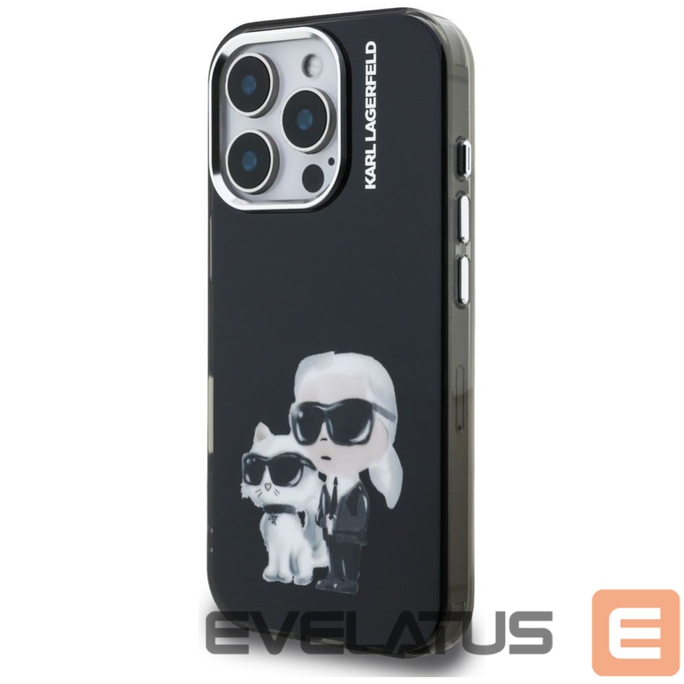 Kitos prekės Karl Lagerfeld Karl Lagerfeld IML Aquarelle Karl & Choupette & Logo Case for iPhone 16 Pro Max - Black
