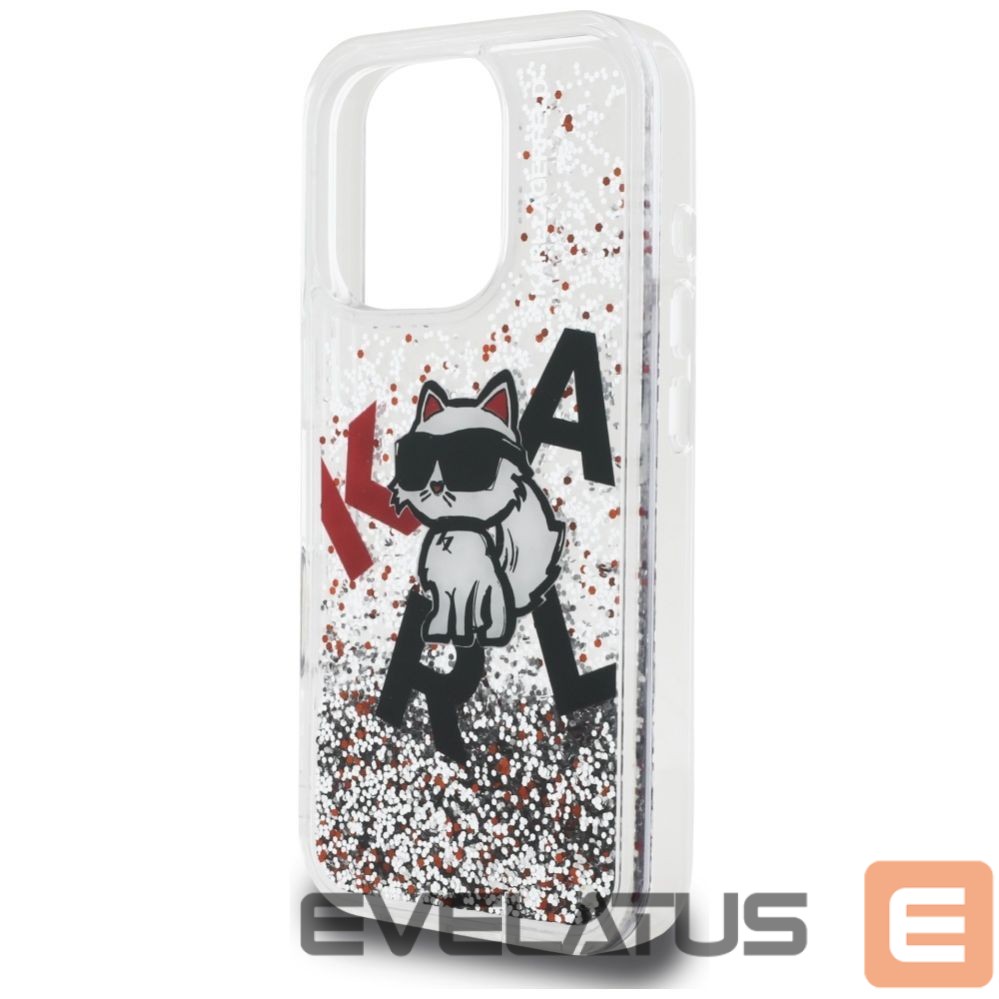 Kitos prekės Karl Lagerfeld Karl Lagerfeld Liquid Glitter Choupette Logo Case for iPhone 16 Pro - Clear