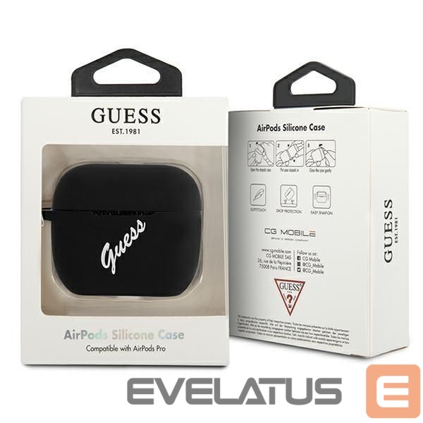 Nugarėlės dėklai Guess Guess GUACAPLSVSBW AirPods Pro cover black/white Silicone Vintage