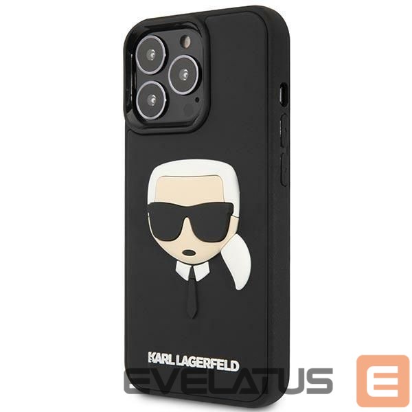 Nugarėlės dėklai Karl Lagerfeld Karl Lagerfeld KLHCP14LKH3DBK iPhone 14 Pro 6.1 "black / black hardcase 3D Rubber Karl`s Head