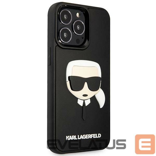 Nugarėlės dėklai Karl Lagerfeld Karl Lagerfeld KLHCP14LKH3DBK iPhone 14 Pro 6.1 "black / black hardcase 3D Rubber Karl`s Head