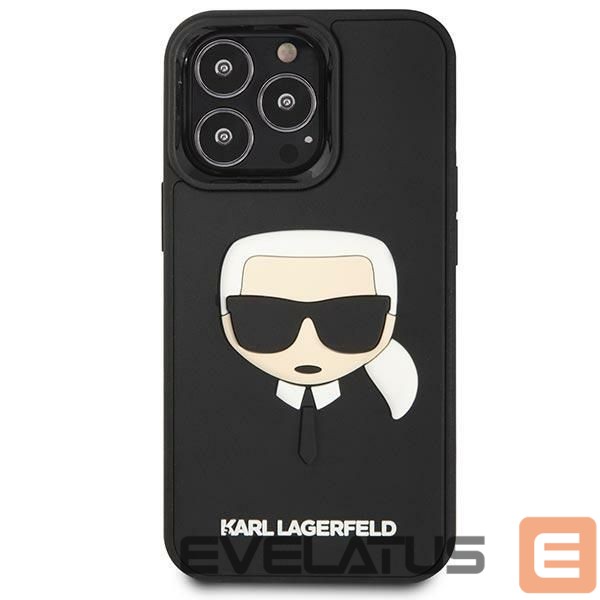Nugarėlės dėklai Karl Lagerfeld Karl Lagerfeld KLHCP14LKH3DBK iPhone 14 Pro 6.1 "black / black hardcase 3D Rubber Karl`s Head