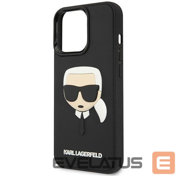 Nugarėlės dėklai Karl Lagerfeld Karl Lagerfeld KLHCP14LKH3DBK iPhone 14 Pro 6.1 "black / black hardcase 3D Rubber Karl`s Head