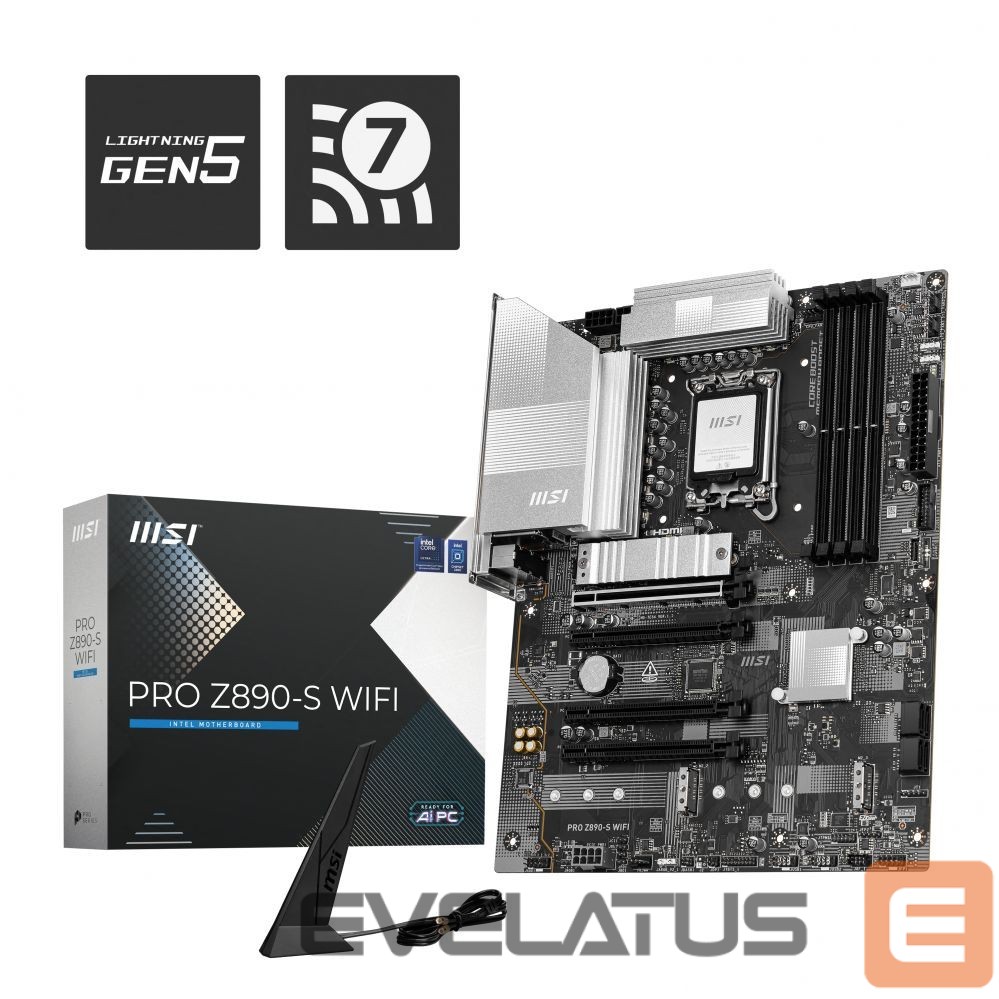 Intel procesoriaus pagrindinė plokštė MSI PRO Z890-S WIFI |