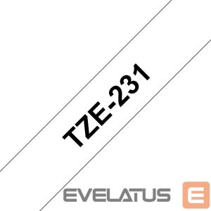 Eksploatacinės medžiagos spausdintuvams Brother  TZ-231 Laminated Tape Black on White, TZe, 8 m, 1.2 cm 