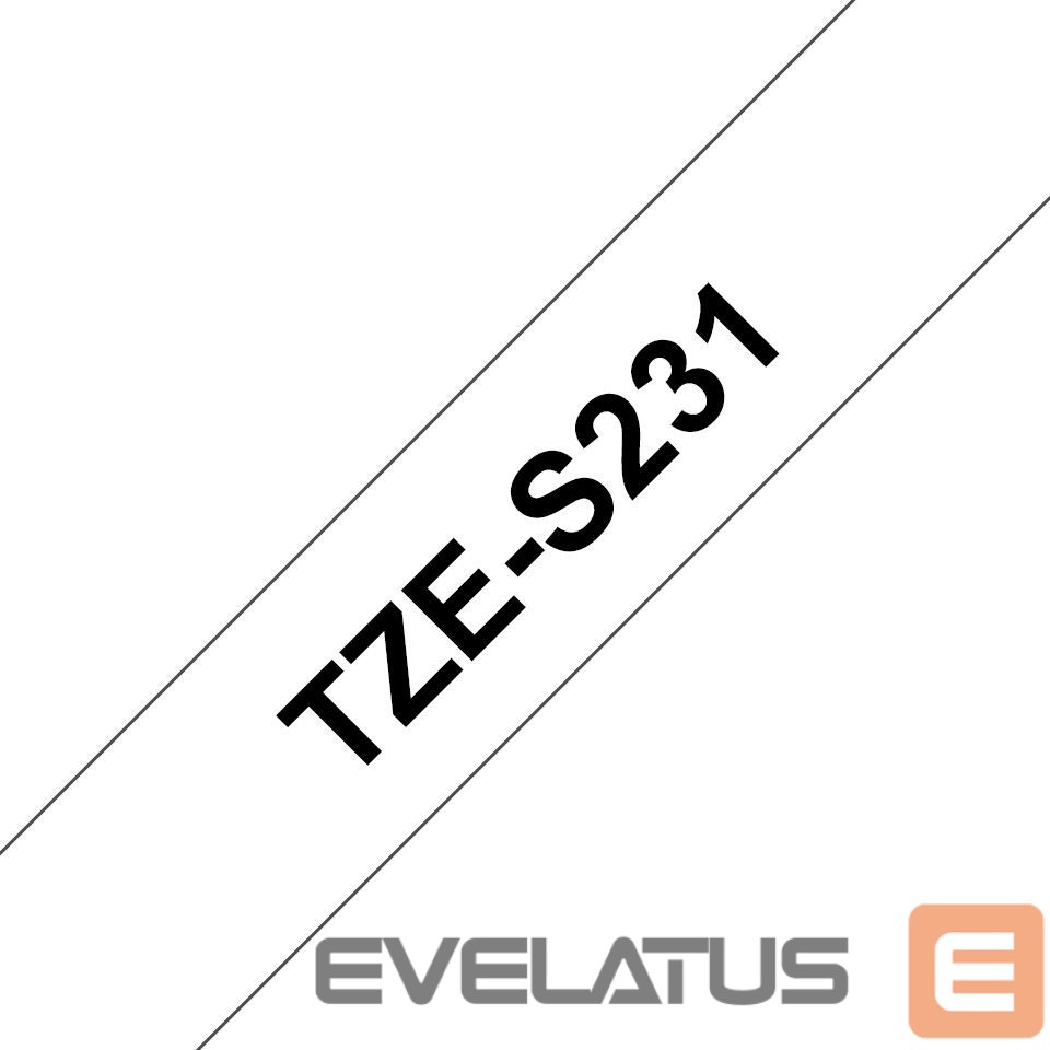 Eksploatacinės medžiagos spausdintuvams Brother TZ-S231 Strong Adhesive Laminated Tape Black on White, TZe, 1.2 cm, 8 m