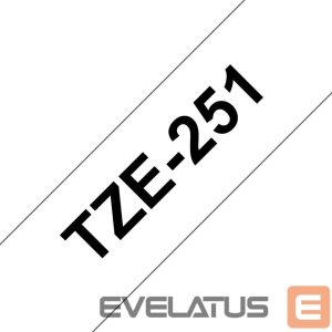 Eksploatacinės medžiagos spausdintuvams Brother  TZ-251 Laminated Tape Black on White, TZe, 8 m, 2.4 cm 