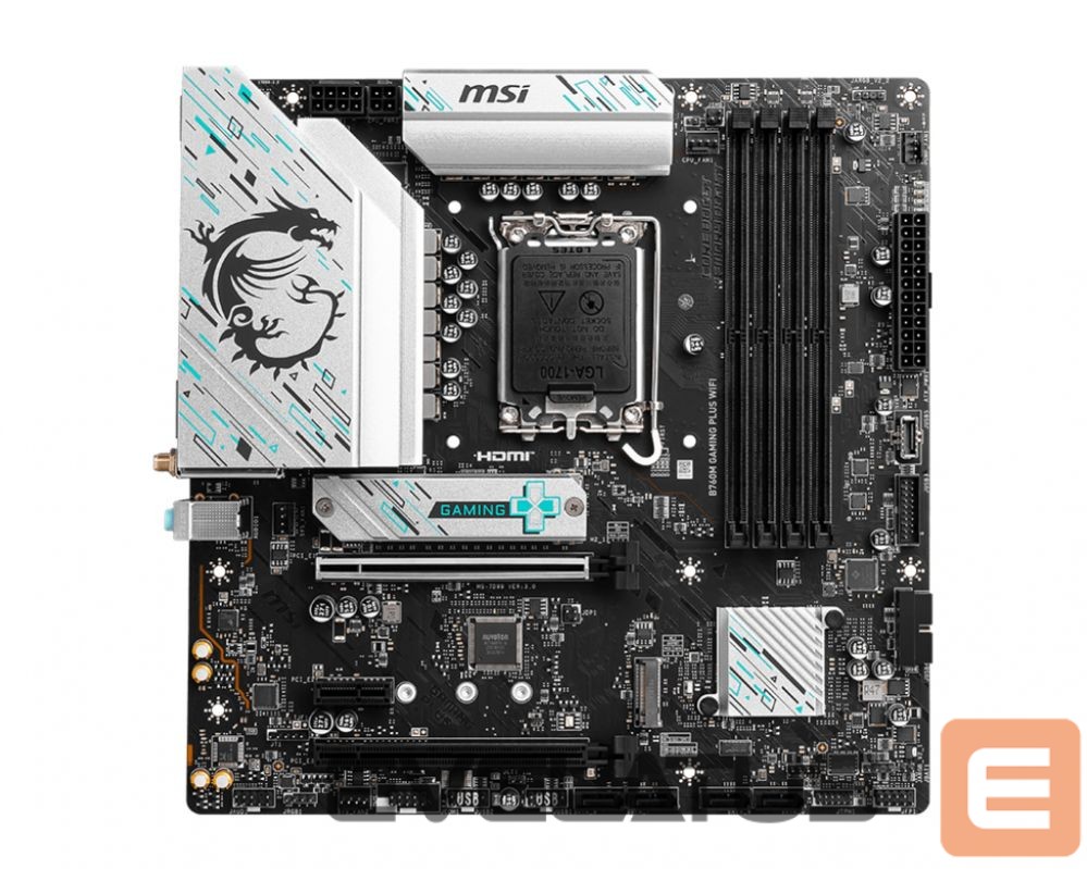 Intel procesoriaus pagrindinė plokštė MSI B760M GAMING PLUS WIFI Processor family Intel Processor socket LGA1700 DDR5 Supported hard disk drive interfaces SATA, M.2 Number of SATA connectors 4