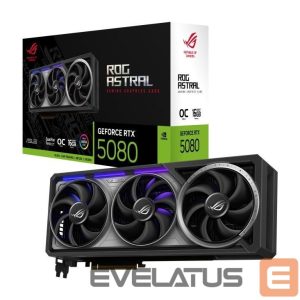 Vaizdo plokštės / Vaizdo plokštės Asus  Graphics Card||NVIDIA GeForce RTX 5080|16 GB|GDDR7|256 bit|PCIE 5.0 16x|Triple slot Fansink|2xHDMI|3xDisplayPort|ASTRAL-RTX5080-O16G-GAM 