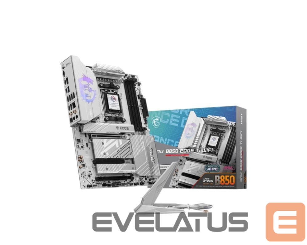 AMD procesoriaus pagrindinė plokštė MSI Mainboard||AMD B850|SAM5|ATX|Memory DDR5|Memory slots 4|3xPCI-Express 16x|4xM.2|1xHDMI|1xAudio-In|1xAudio-Out|4xUSB 2.0|1xUSB 3.0|2xUSB 3.2|3xUSB-C|1xOptical S/PDIF|1xRJ45|MPGB850EDGETIWIFI