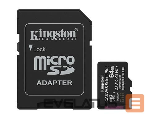 Kitas kompiuterio priedas Kingston MEMORY MICRO SDXC 64GB UHS-I/W/ADAPTER SDCS3/64GB
