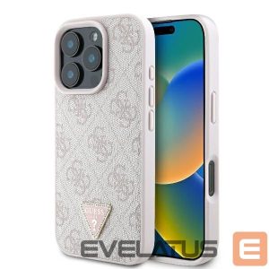Kitas telefono priedas Guess  Guess Leather 4G Triangle Strass MagSafe Case for iPhone 16 Pro Max - Pink 