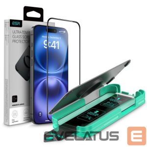 Kitas telefono priedas ESR  ESR Armorite Tempered Glass for iPhone 16 with Applicator - with Black Frame 