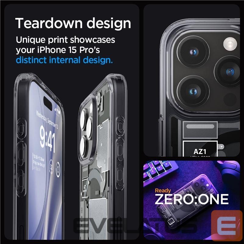 Kitos prekės Spigen Spigen Ultra Hybrid Mag Case with MagSafe for iPhone 15 Pro - Dark Gray (Zero One Pattern)