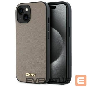Kitos prekės DKNY  DKNY Grained Metal Logo MagSafe iPhone 15 Case - Beige 