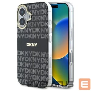 Kitos prekės DKNY  DKNY Repeat Texture Pattern With Stripe iPhone 16 Case - Black 