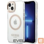 Kitos prekės Guess  Guess Metal Outline MagSafe Case for iPhone 15 Plus / 14 Plus - Gold 
