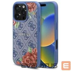 Kitos prekės Guess  Guess 4G Flowers Print MagSafe case for iPhone 16 Pro Max - blue 