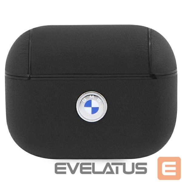 Kitos prekės BMW BMW BMAP2SSLBK AirPods Pro 2 (2022/2023) cover black/black Geniune Leather Silver Logo