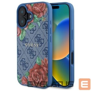 Kitos prekės Guess  Guess GUHMP16SP4ROPEMCB iPhone 16 6.1" blue/blue hardcase 4G Flowers Print MagSafe 