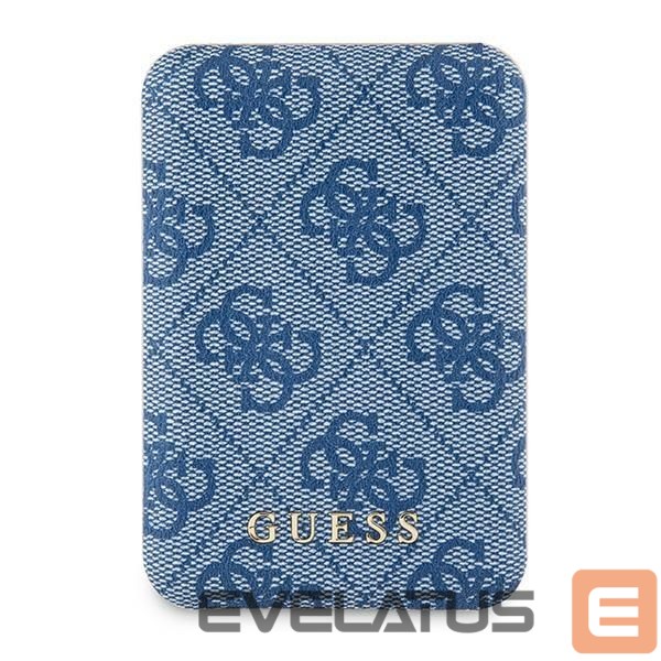 Kitos prekės Guess Guess Powerbank inductive 15W GUPB5FP4EMGB 5000mAh blue/blue 4G Leather Metal Logo MagSafe